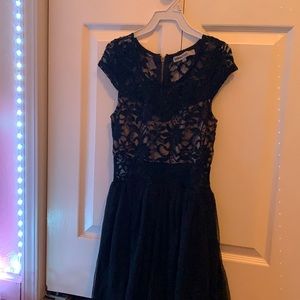 Black shortsleeved dress with lace